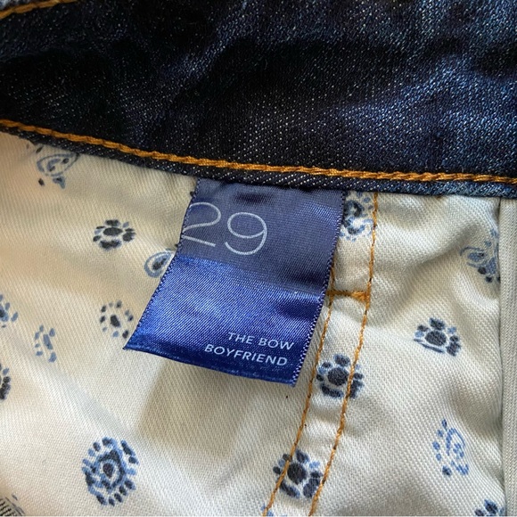 Anthropologie Pilcro Dark Blue Distressed The Bow Boyfriend Jeans 29 - Picture 9 of 14